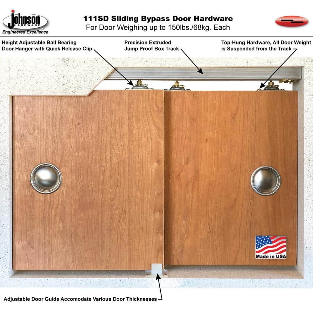 Sliding Closet 12 lites Bypass Doors | Felicia 3355 | Sturdy Rails Moldings Trims Hardware Set | Wood Solid Bedroom Wardrobe Doors