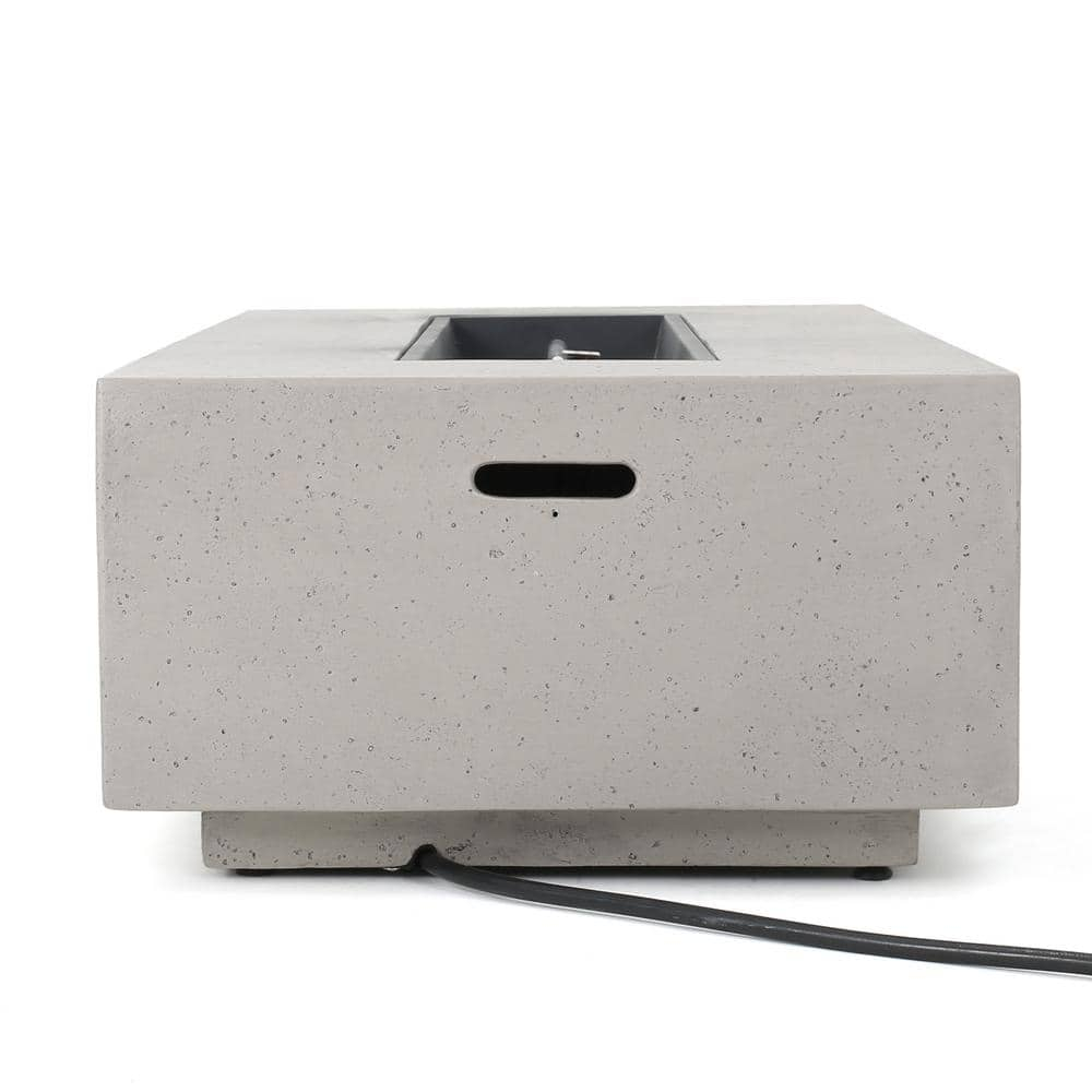 Mayfair Lightweight Concrete Outdoor 50,000 BTU Rectangular Fire Pit (No Tank Holder), Light Gray