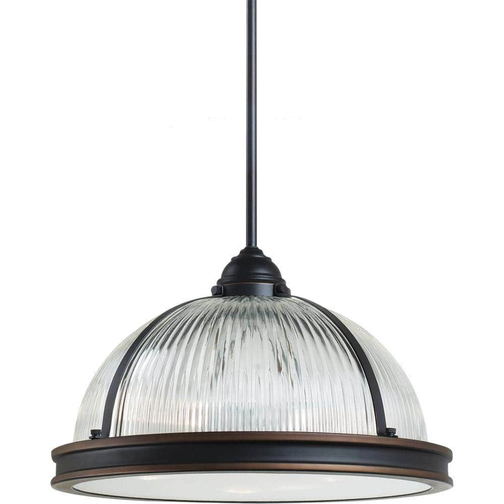 Pratt Street 55" Autumn Bronze 3-Light Pendant with Clear Textured Glass