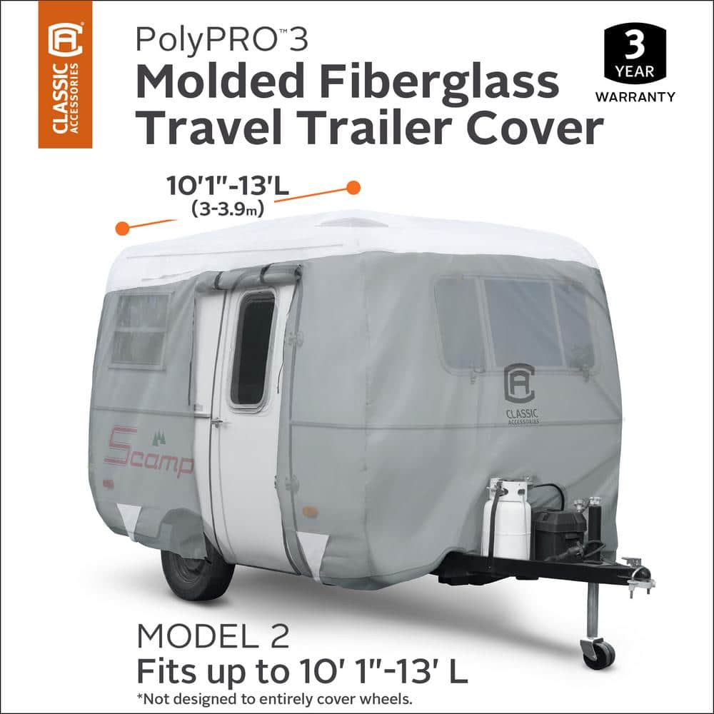 Classic Accessories OverDrive PolyPRO 3 Molded Fiberglass Travel Trailer Cover, Fits 10-13' Trailers