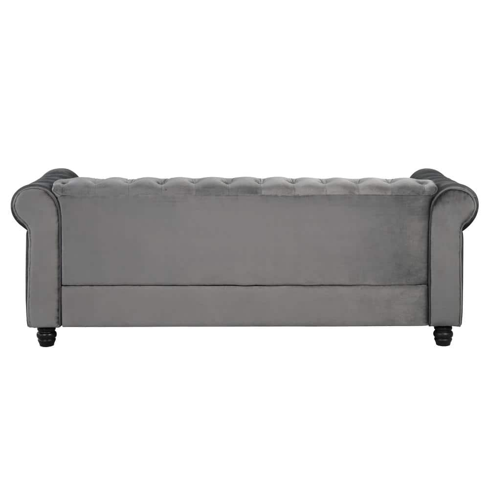 Velvet Couches for Living Room Sets, Chair and Sofa 2 Pieces Top in Gray