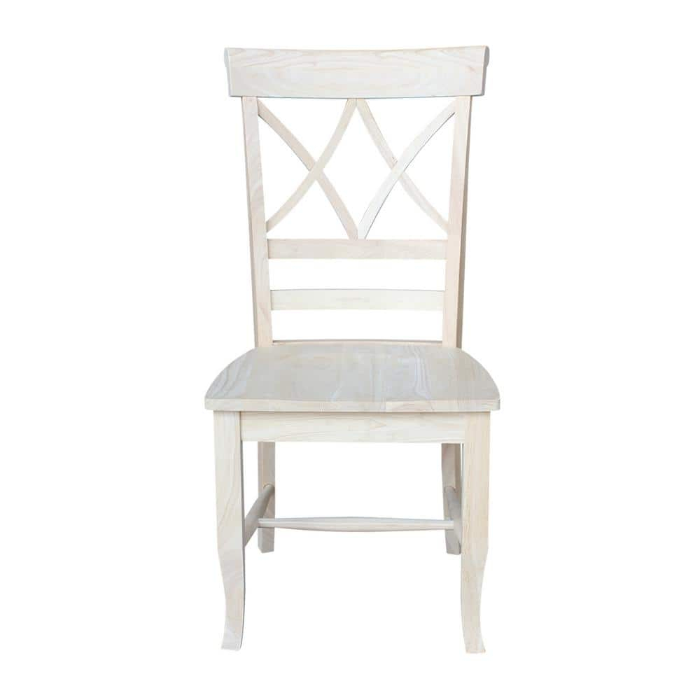 Set of 2 Lacy Dining Chair - Unfinished - International Concepts: Solid Wood, Parawood, Armless