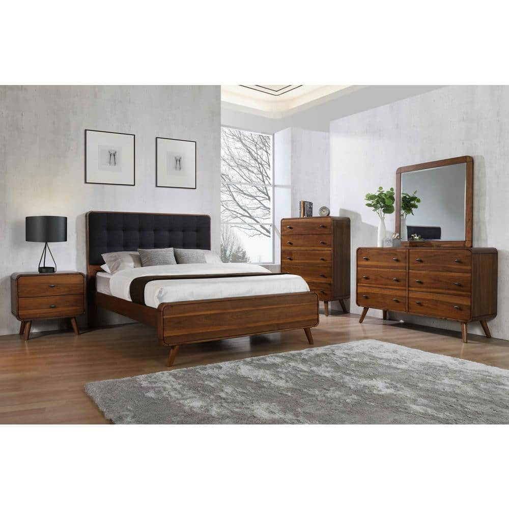 Kirby Kha Robyn Wood Panel Bed Dark Walnut