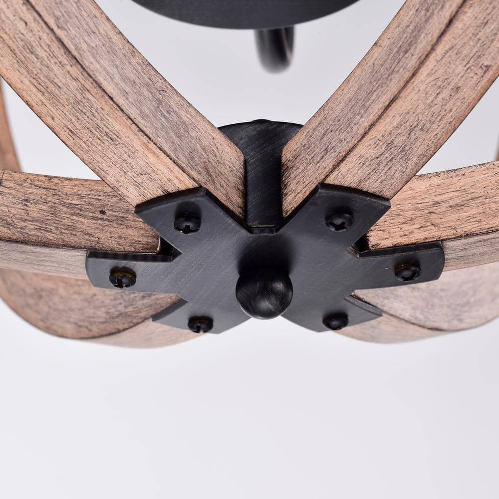 The Lighting Store Benita Antique Black Natural Wood Orb Chandelier