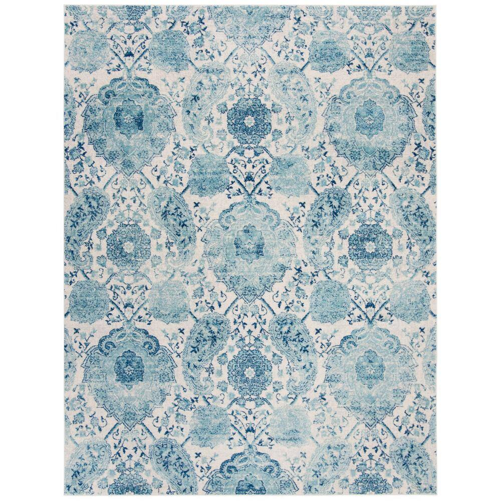 SAFAVIEH Madison Hope Floral Area Rug, Cream/Turquoise, 12' x 15'