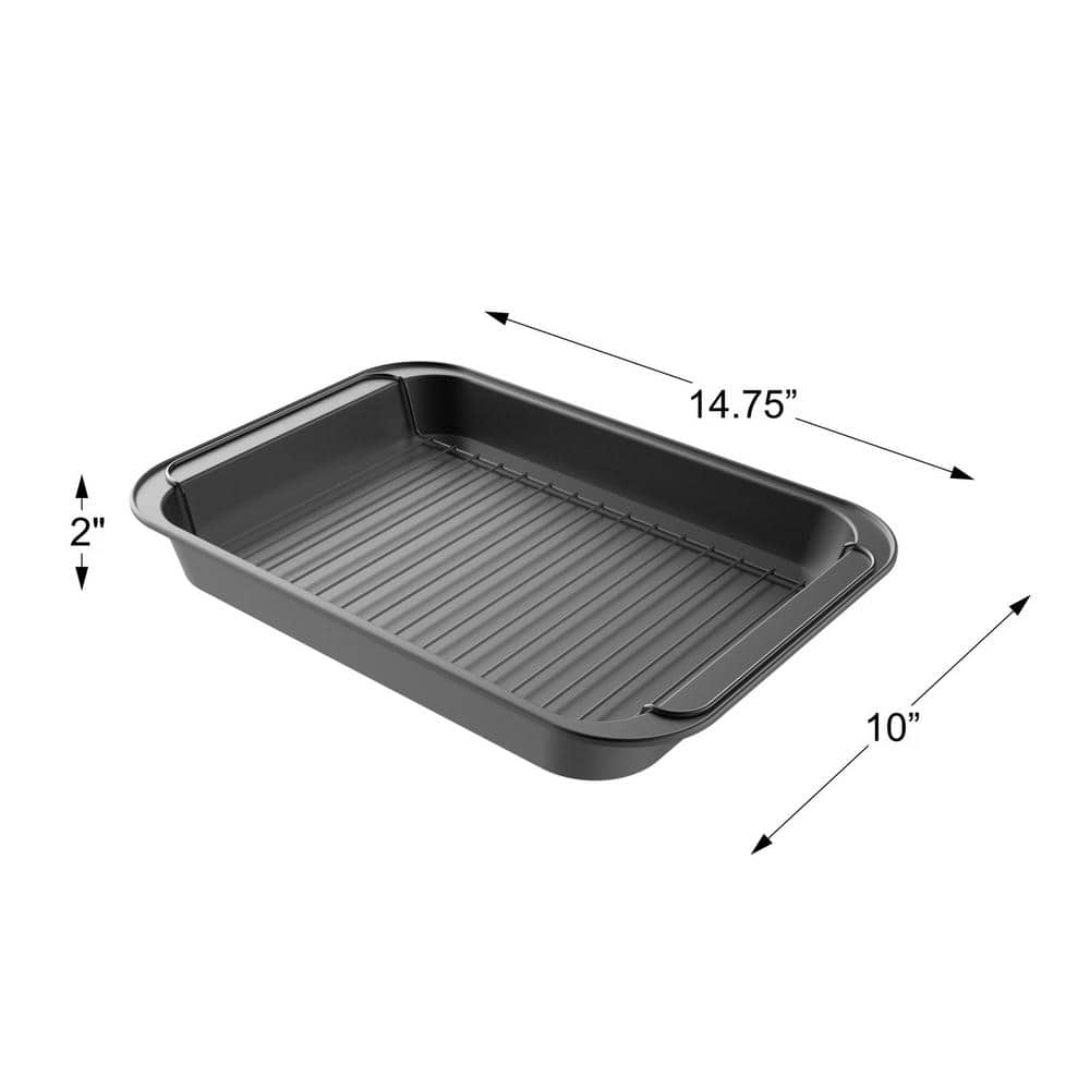 Roasting Pan with Rack-Nonstick Oven Roaster with Removable Grid to Drain Fat and Grease-Healthier Cooking with Kitchen Bakeware by Classic Cuisine