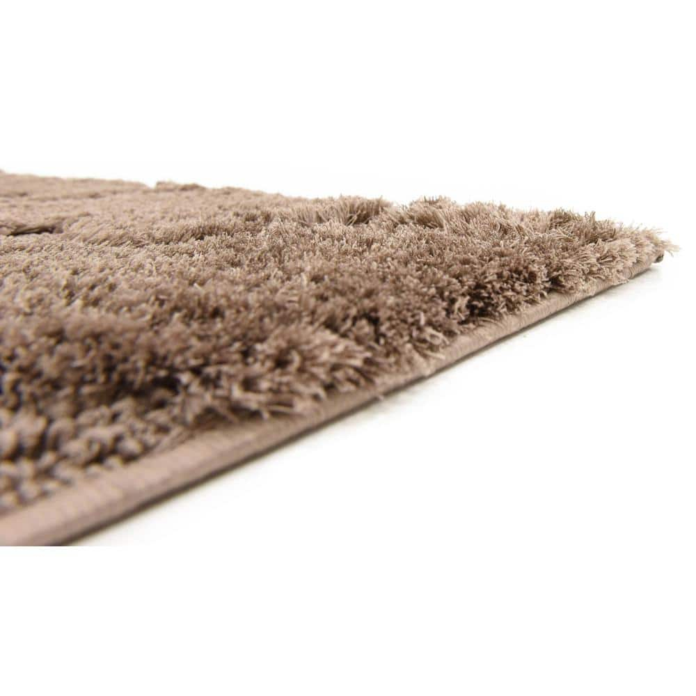 Brown Floral Shag Synthetic Rectangular Area Rug 5' x 8'