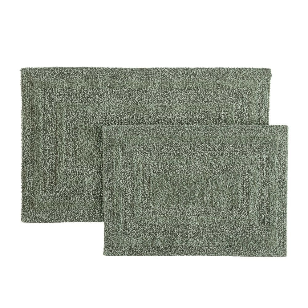 Logan Olive Green Cotton Reversible 2-Piece Bath Rug Set