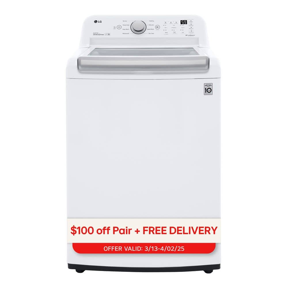 LG WT7150CW 5.0 Cu. Ft. White Mega Capacity Top Load Washer with TurboDrum™ Technology