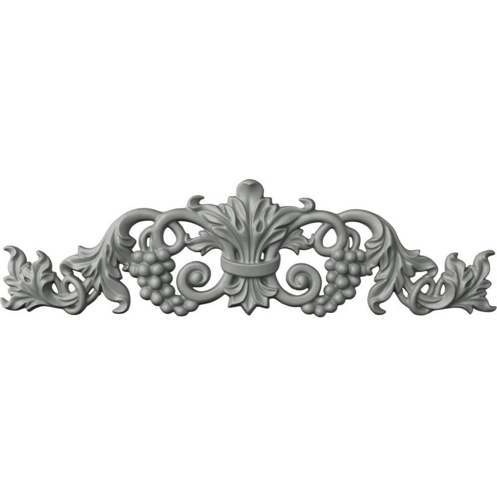 Ekena Millwork 19 1/4"W x 5 3/8"H x 7/8"P Small Grape and Leaf Center with Scrolls Onlay