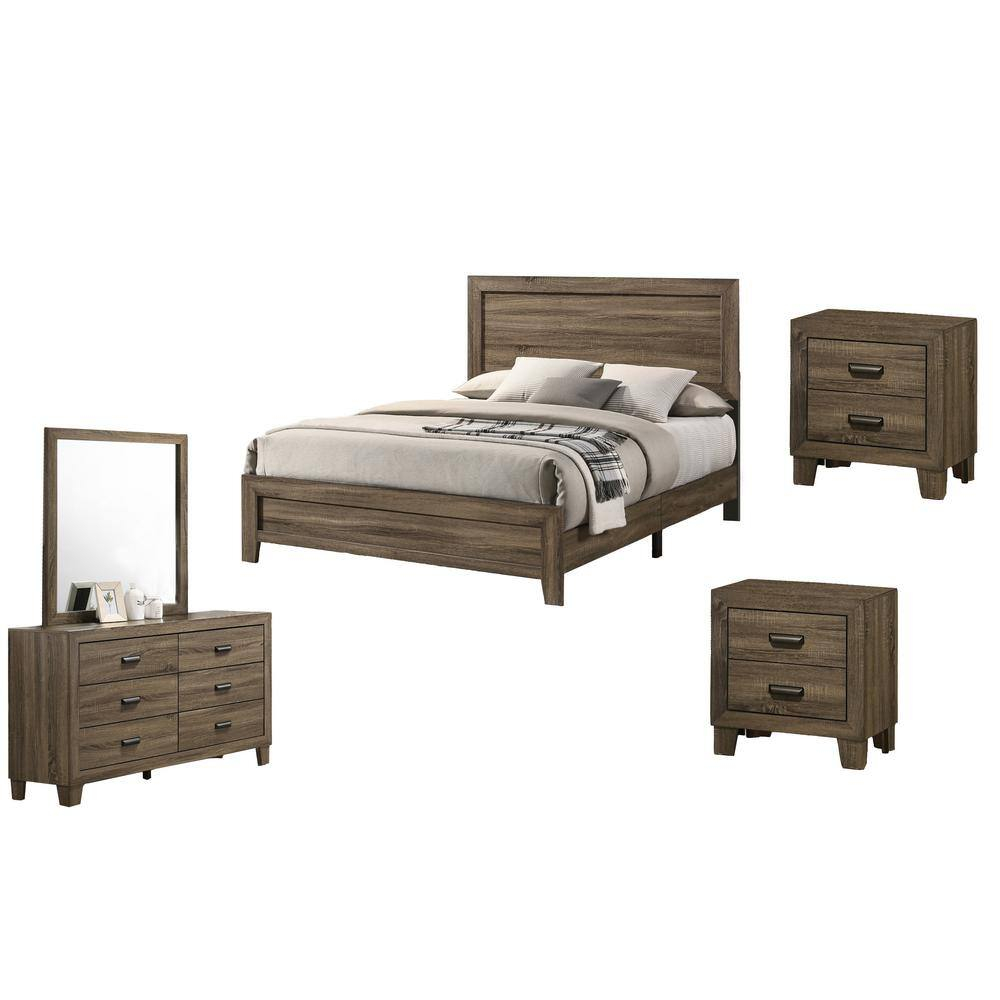 Donna 5-Piece Dark Walnut Queen Panel Bedroom Set