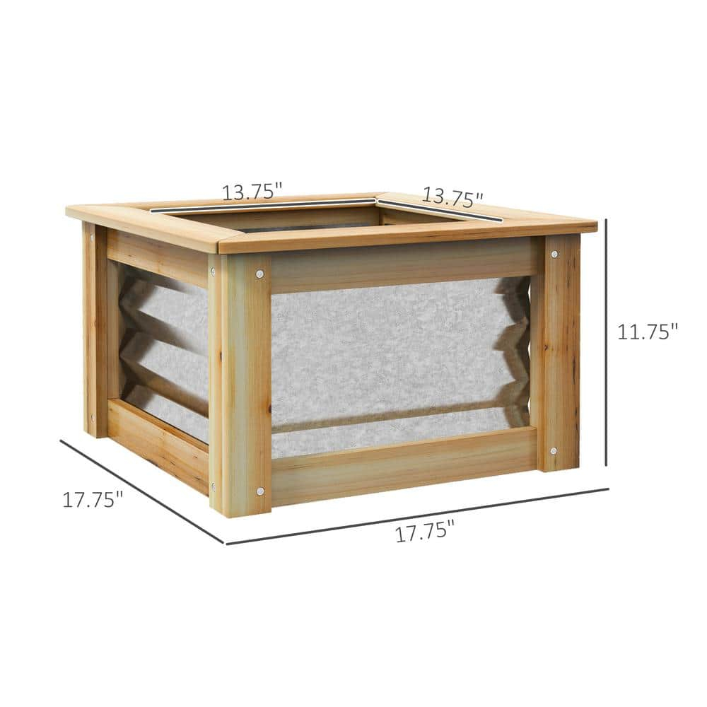 Outdoor Wooden Planter Box with Galvanized Metal Reinforcement