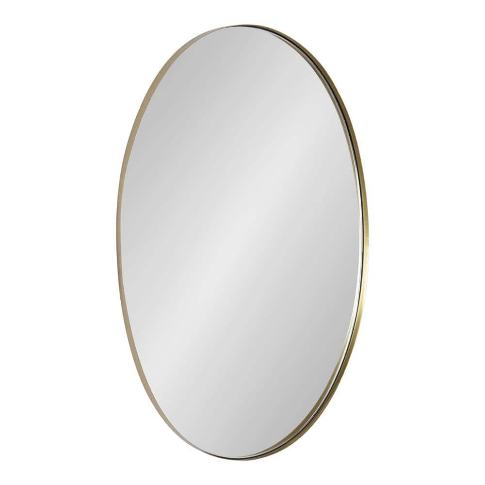 Kate and Laurel Rollo Midcentury Oval Metal Framed Mirror, 20 x 30, Gold, Decorative Modern Mirror Decor for Wall