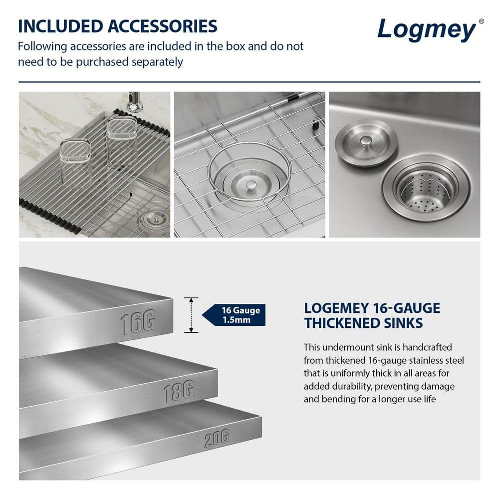Logmey 25 Inch Drop In Kitchen Sink 25x22 In Handmade Stainless Steel Kitchen Sinks 16 Gauge Topmount Sink Single Bowl Round Corner Sink Bar Sink Prep 25x22x9 Inches