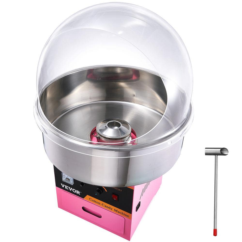 VEVOR Electric Cotton Candy Machine Cart, 1000W Commercial Floss Maker w/Stainless Steel Bowl, Sugar Scoop and Drawer, Perfect for Home, Carnival, Kids Birthday, Family Party, Pink