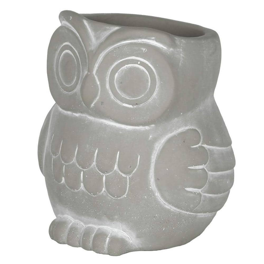 Classic Home and Garden Cement Buddies Indoor/Outdoor Planter with Drainage Hole, Owl, Gray, Small, 4.5in