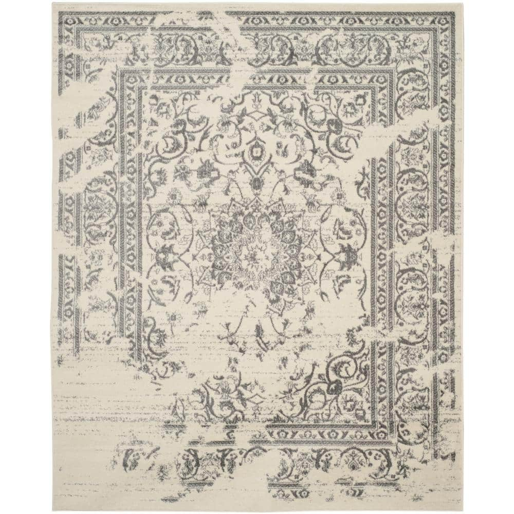 SAFAVIEH Adirondack Zoey Traditional Faded Area Rug, Ivory/Silver, 11' x 15'