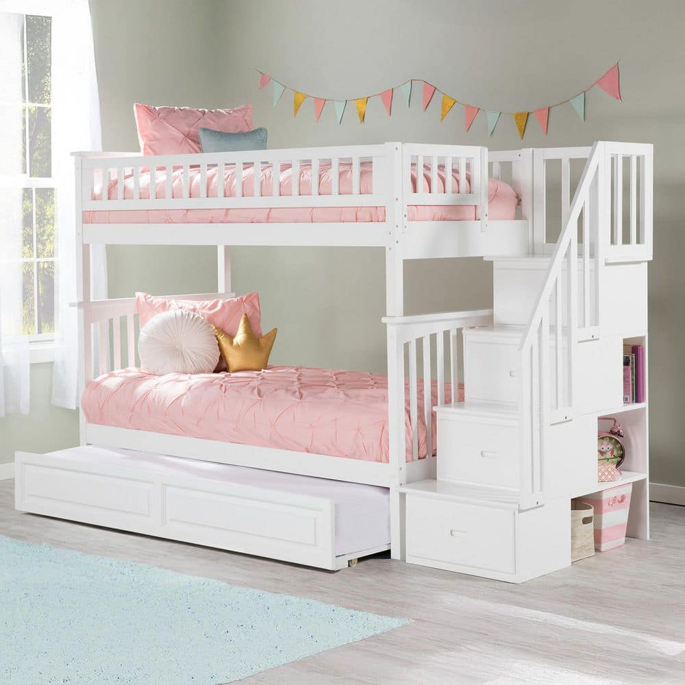Columbia Staircase Bunk Bed Twin over Twin in Multiple Colors and Configurations
