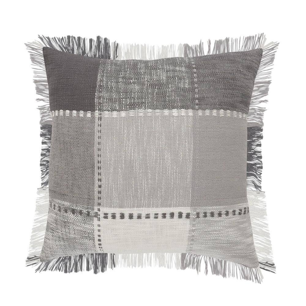 Woven Paths Charles Casual Cabin Fringed Throw Pillow, Patchwork, 20" x 20"