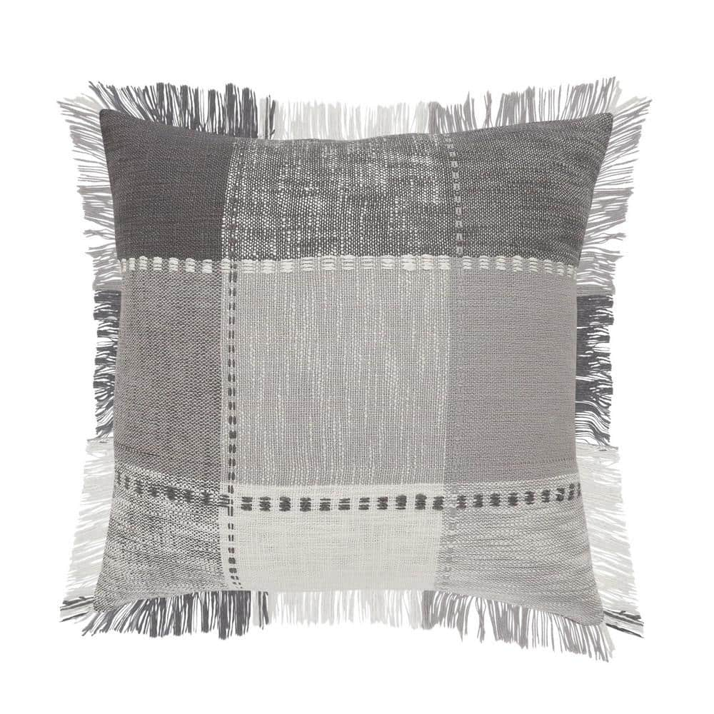 Woven Paths Charles Casual Cabin Fringed Throw Pillow, Patchwork, 20" x 20"