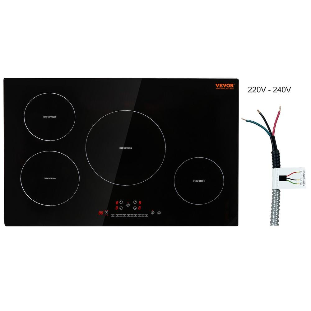 VEVOR Built-in Induction Electric Stove Top 30 Inch,4 Burners Electric Cooktop,9 Power Levels & Sensor Touch Control,Easy to Clean Ceramic Glass Surface,Child Safety Lock,240V