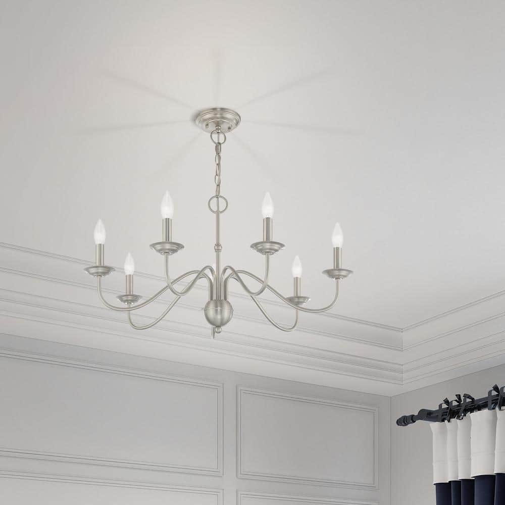 Elegant Windsor Brushed Nickel 7-Light Plug-in Chandelier