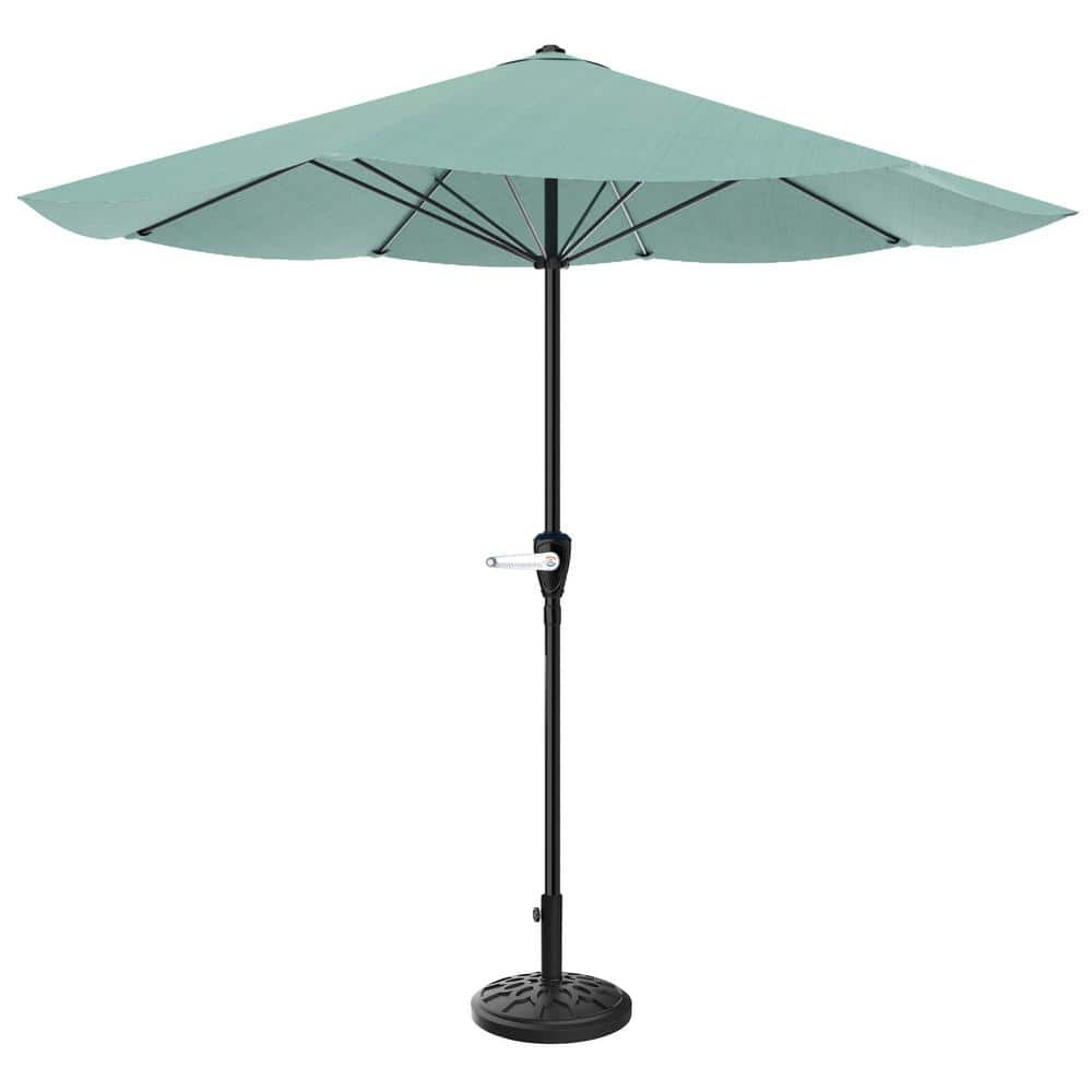 Pure Garden 9-ft Steel Green No-tilt Market Patio Umbrella with Base
