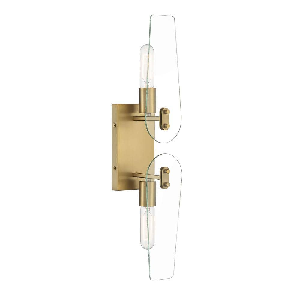 Designers Fountain Bergen Beach 2 Light Brushed Gold Wall Sconce Light, D256M-2WS-BG