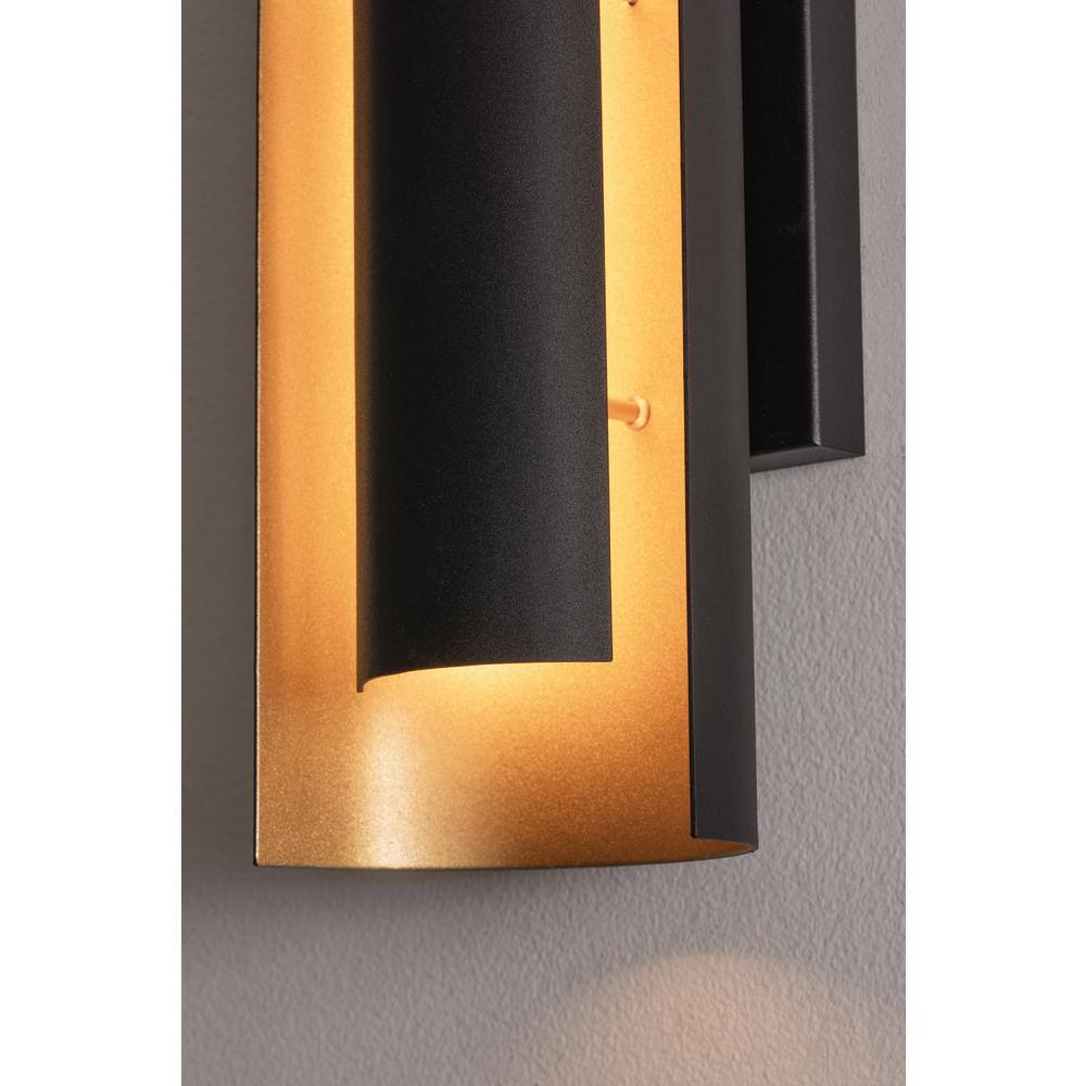 AFX  Reveal Black LED Wall Sconce with Black and Gold Shade