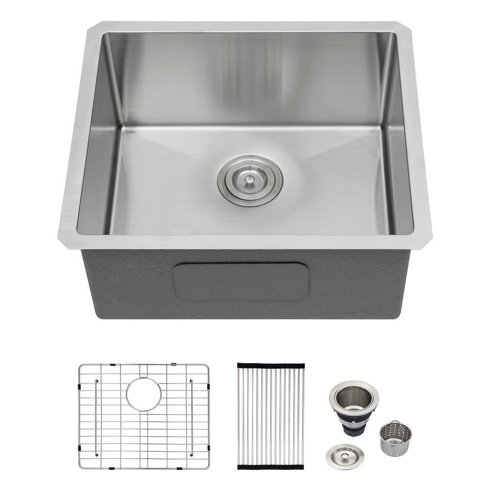 Sarlai 23 Bar Sink Stainless Steel - 23" x 18" Undermount Kitchen Sink Single Bowl 16 Gauge Stainless Steel RV Camper Wet Bar Prep Sink Basin