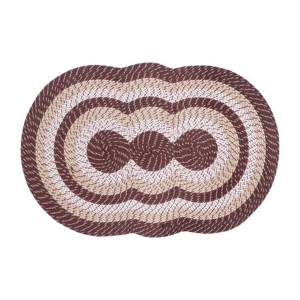 Better Trends Country Braid Reversible Indoor Area Utility Rug 100% Polypropylene, 40" x 60" Tri-Circle, Brown Stripe