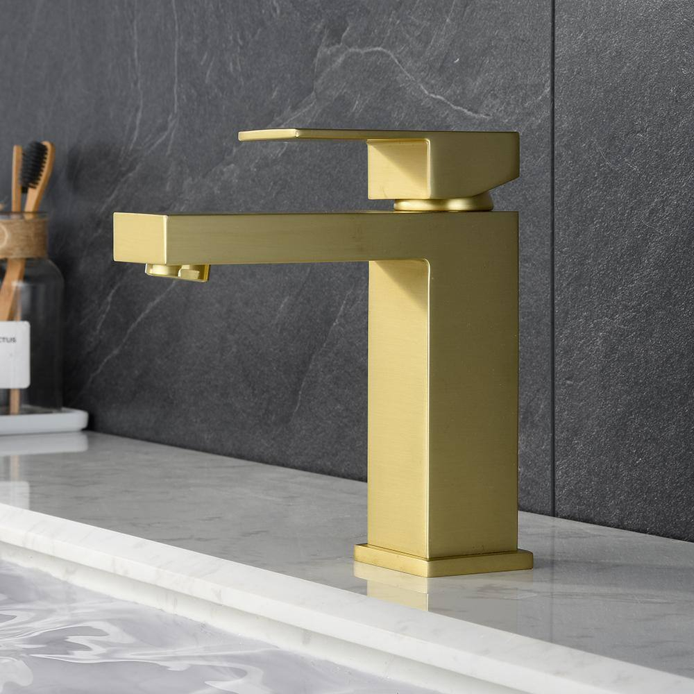 Brushed Gold Vessel Sink Faucet Bathroom Tall Faucet Single Handle