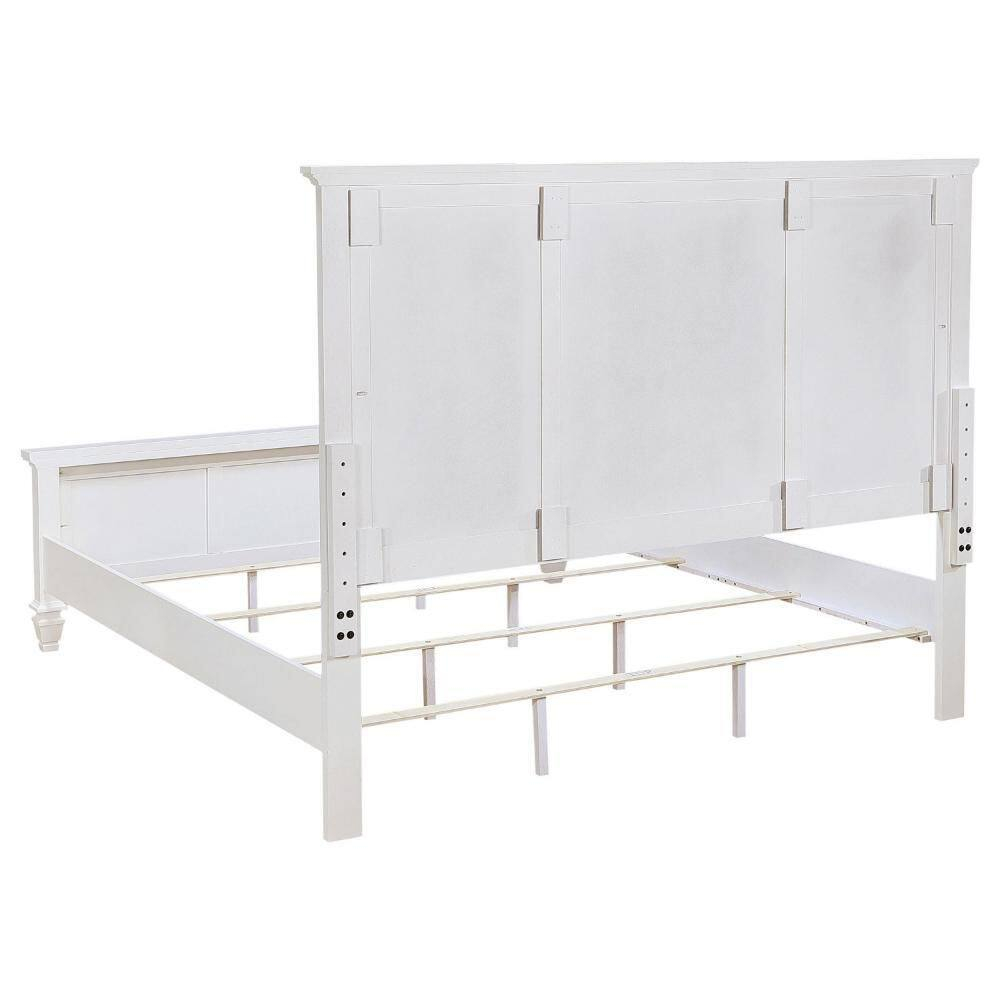 Lila King White Upholstered Wood Frame Bed with Drawer