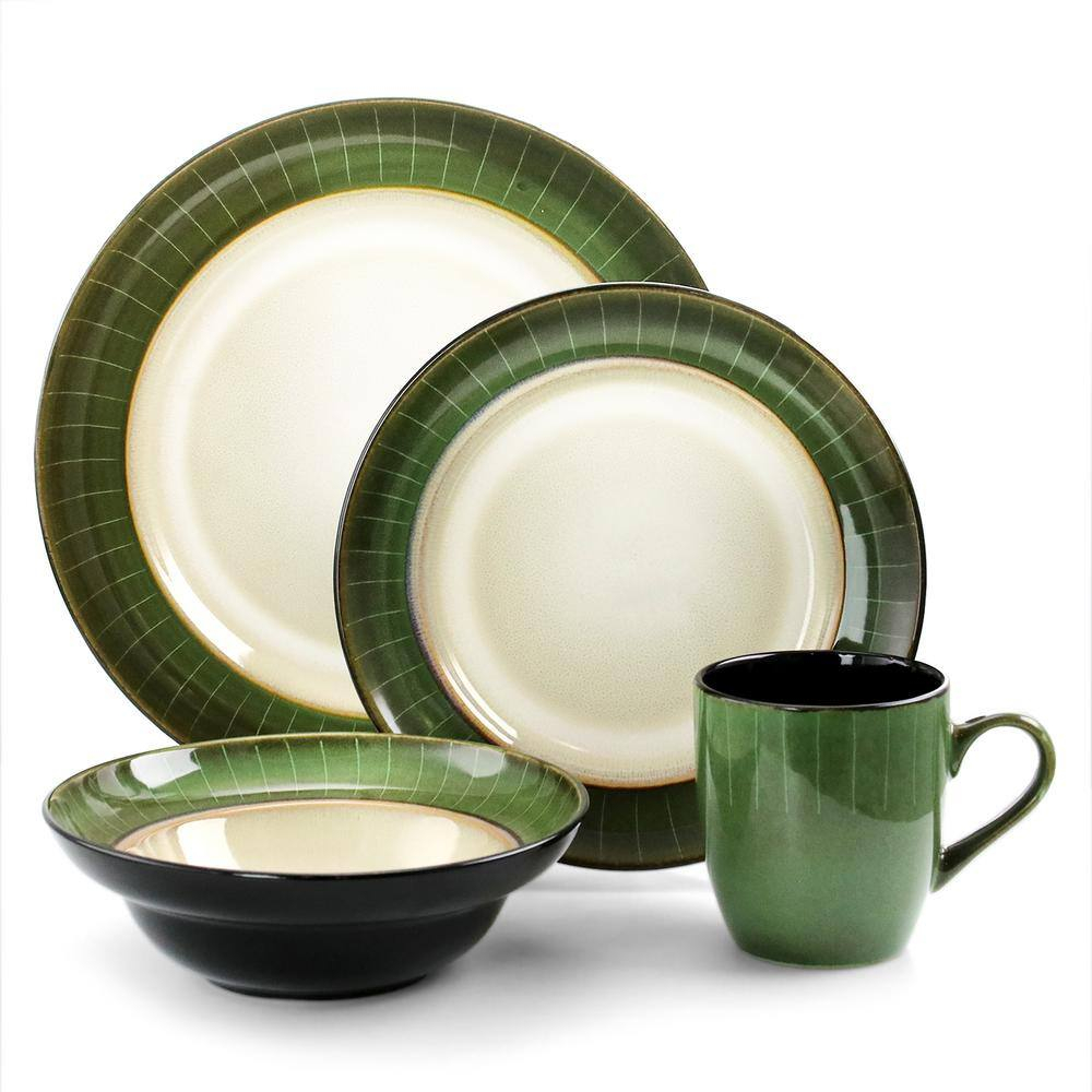 Grand Jade Luxurious Stoneware Dinnerware with Complete Setting for 4 - 16 Piece