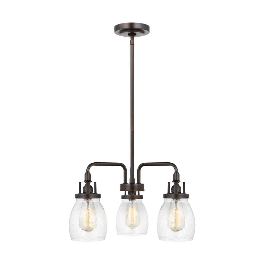Generation Lighting Belton 3 -Light Bronze Transitional For Use in Bedrooms, Dining Rooms, Foyers, Kitchens, Living Rooms Chandelier