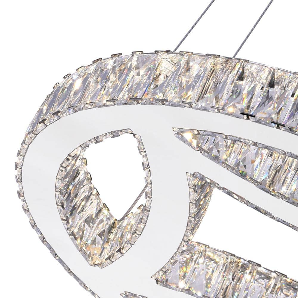Geometric Chrome 20" LED Chandelier with Dazzling Crystals