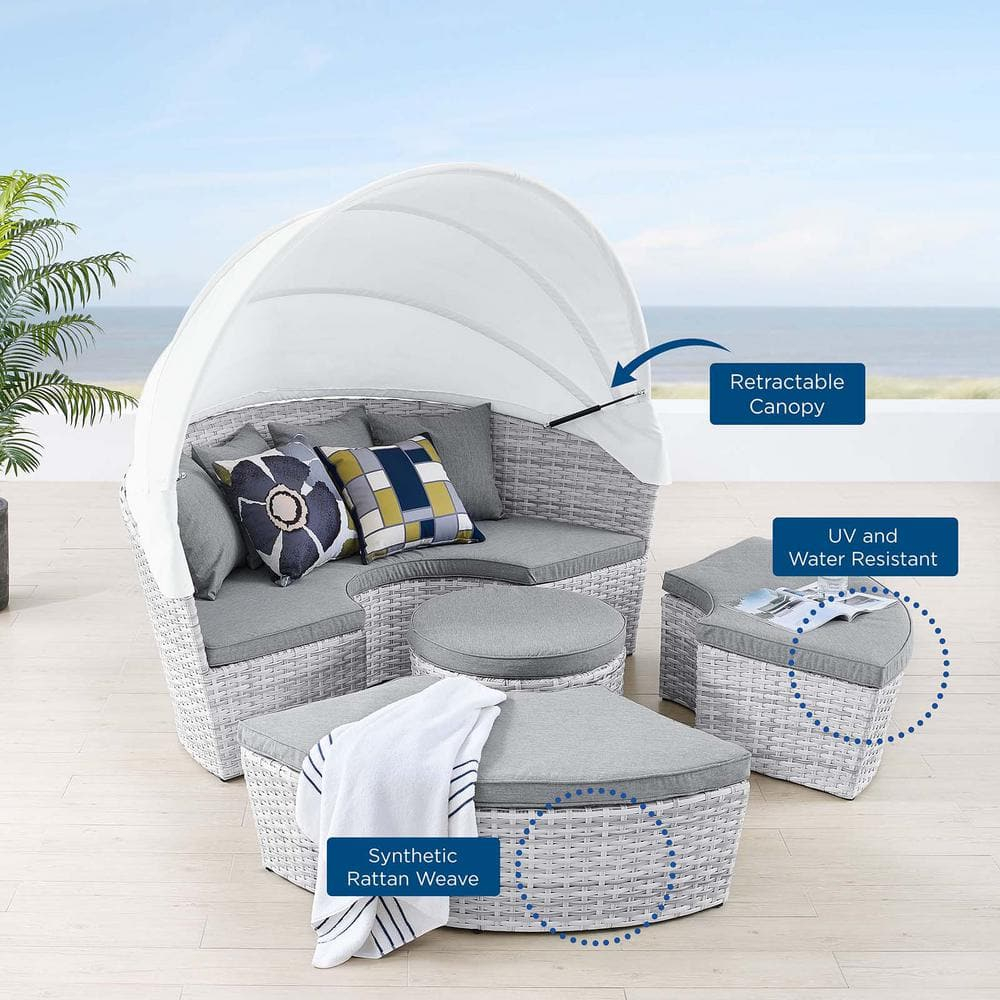 Modway Scottsdale Aluminum and Fabric Canopy Patio Daybed in Light Gray