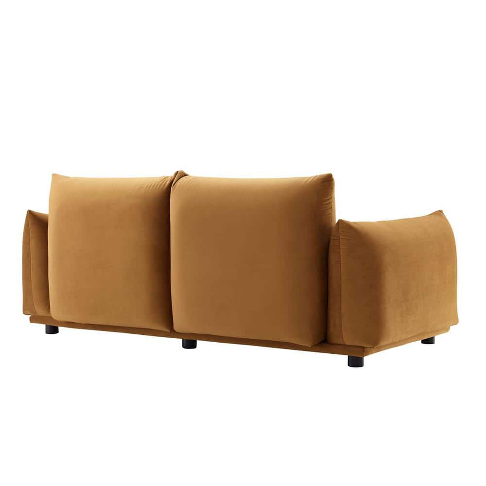 Modway Copious Performance Velvet Loveseat in Cognac