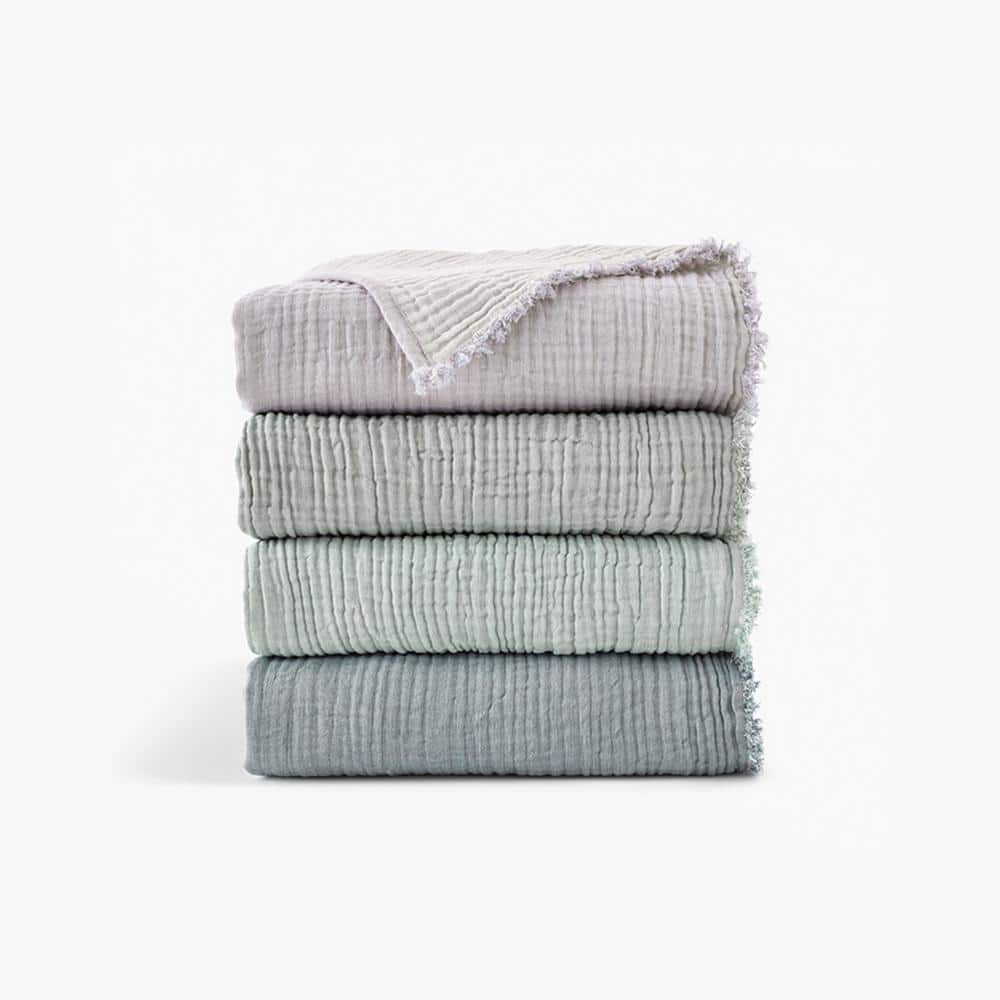 50"x60" Two Toned Organic Throw Blanket Beige - Truly Soft: Non-Woven, All Ages, Machine Washable