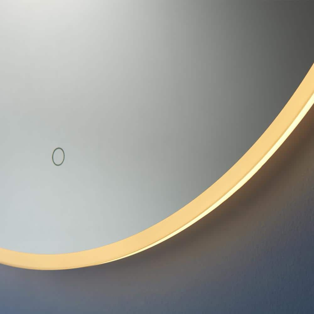 Century 32 in. W x 32 in. H Frameless Round LED Light Bathroom Vanity Mirror in Silver Finish