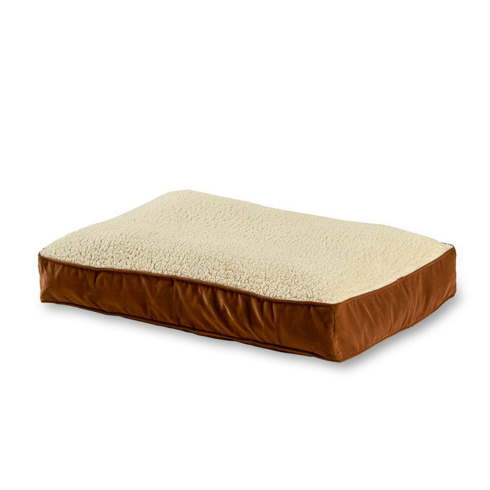 Happy Hounds Buster Sherpa Rectangle Pillow Style Dog Bed, Latte, Small (36 x 24 in.)