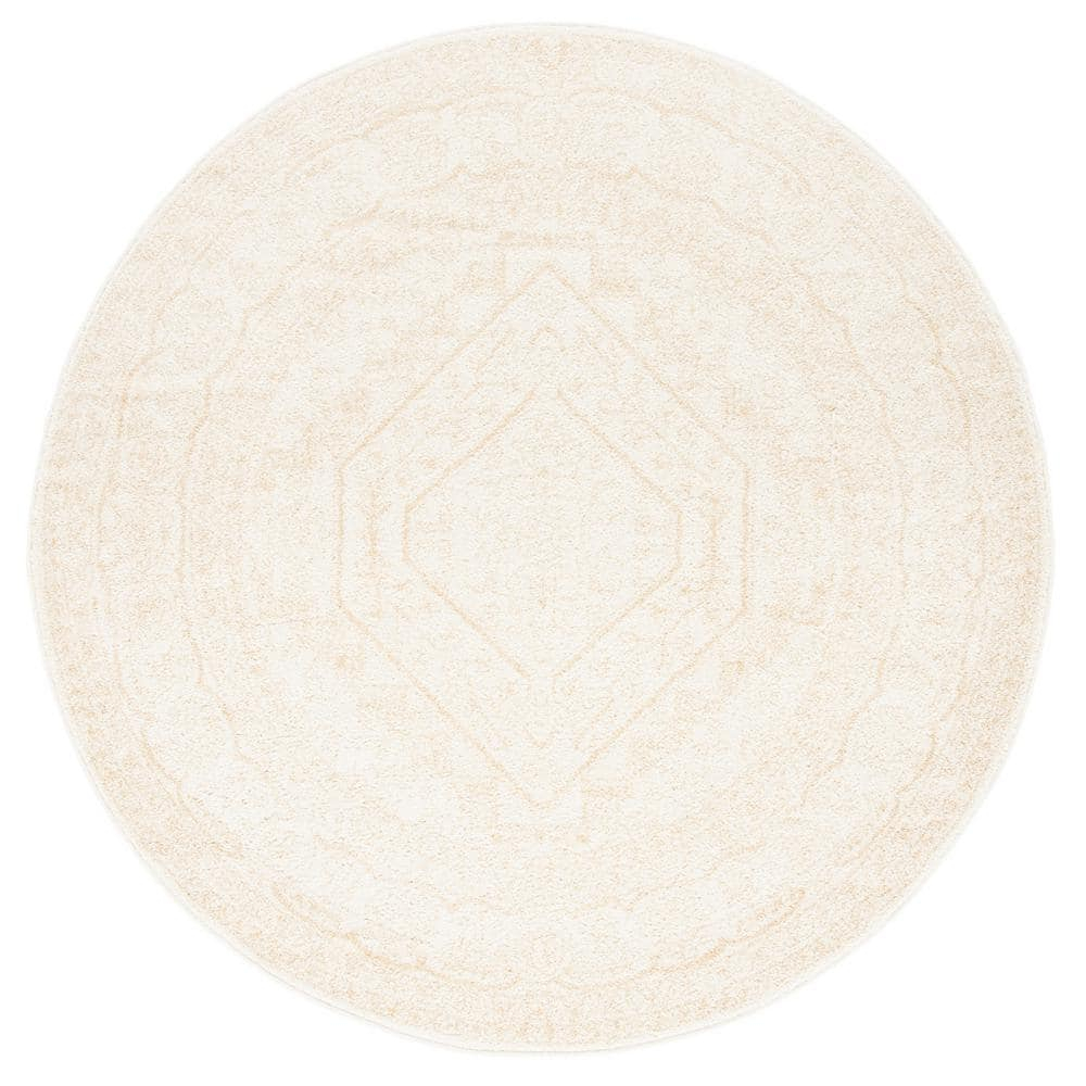 SAFAVIEH Adirondack Evonne Geometric Area Rug, Ivory/Gold, 6' x 6' Round