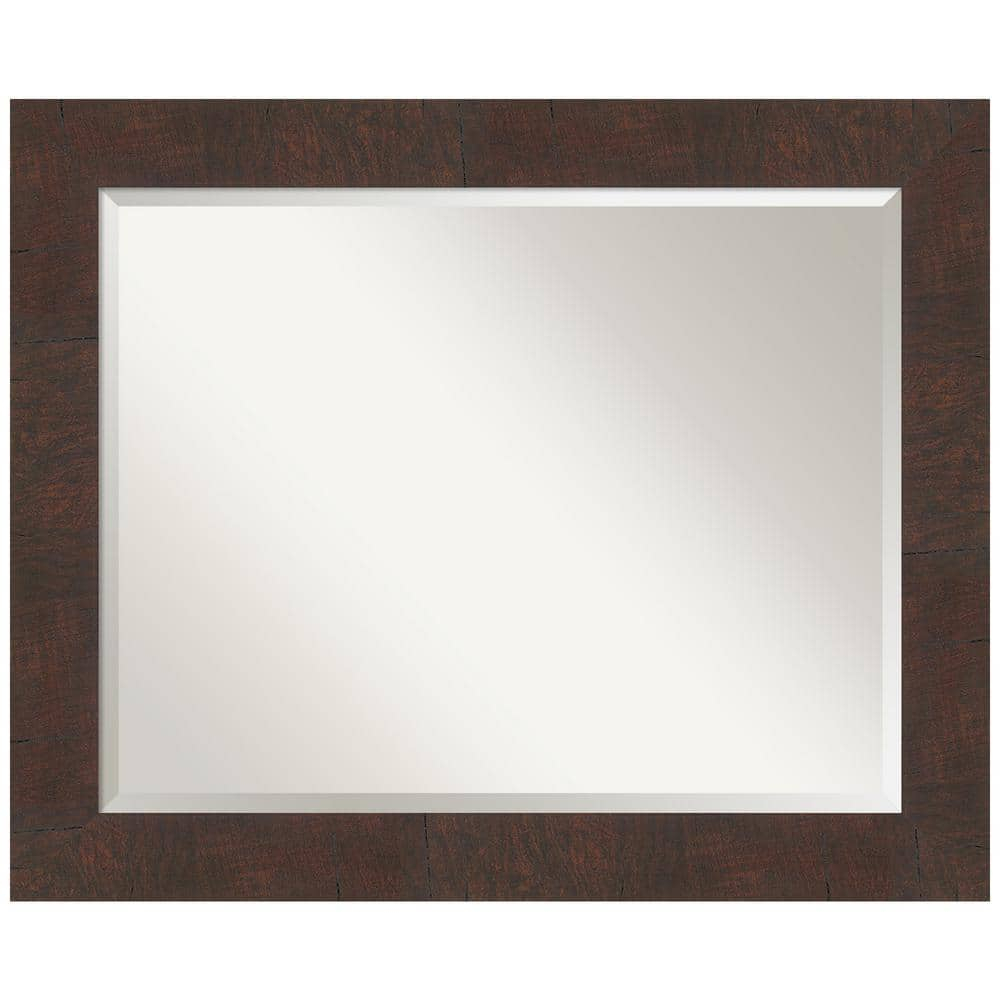Amanti Art Beveled Bathroom Wall Mirror - Wildwood Brown Frame Wildwood Brown Outer Size: 33 x 27 in