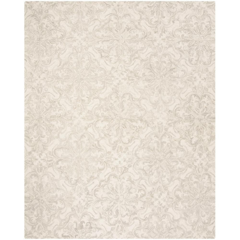 SAFAVIEH Alfombra de Área de Damasco Flor Githa, Marfil/gris, 10' x 14'