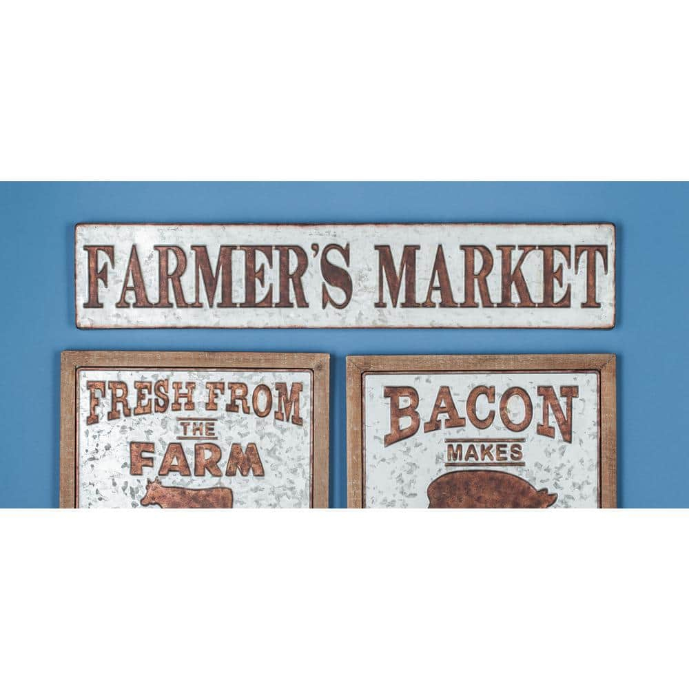 DecMode Indoor Grey Metal Farmhouse Sign Wall Decor