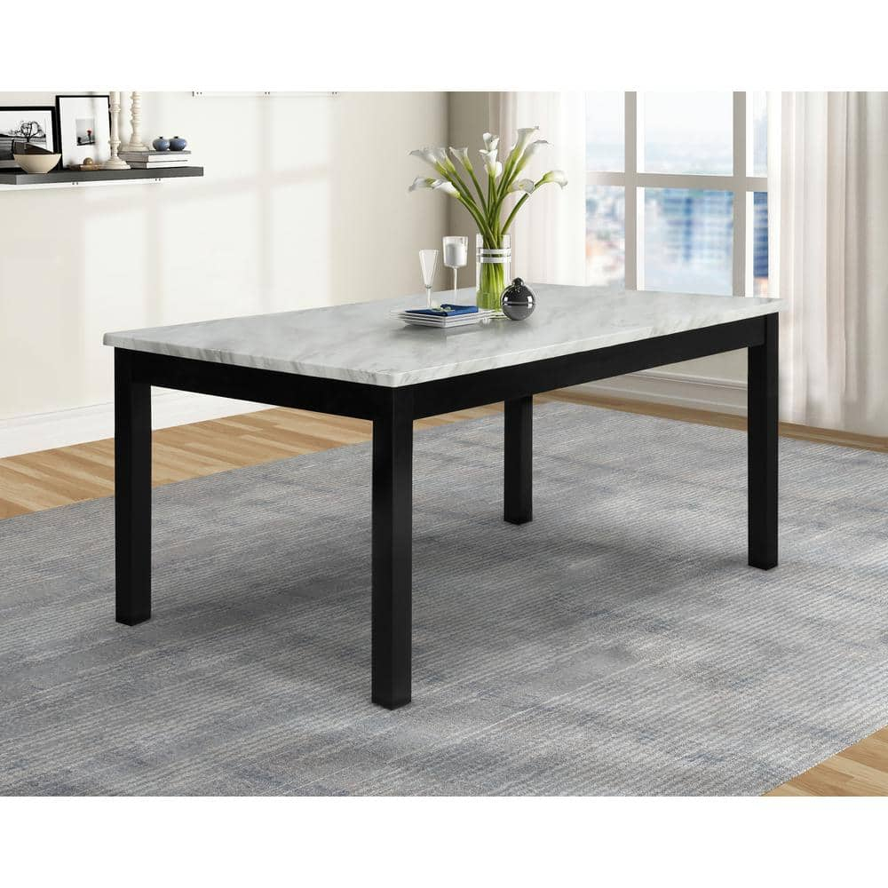 New Classic Furniture Celeste Wood Dining Table with Faux Marble Top in Espresso