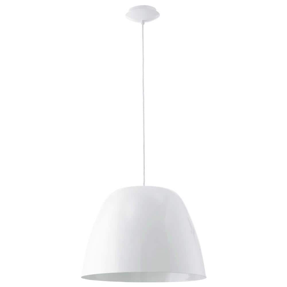 Glossy White Glass Bowl Pendant Light with LED Option