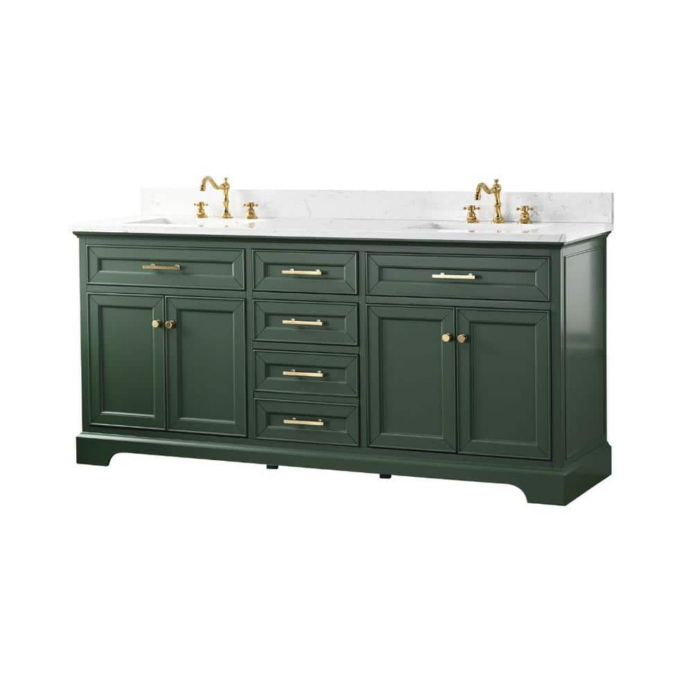 Zaviera 72'' Free-standing Double Bathroom Vanity with Engineered Stone Vanity Top