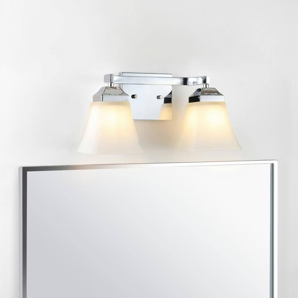 Staunton Chrome 2-Light LED Vanity Light with Glass Shades