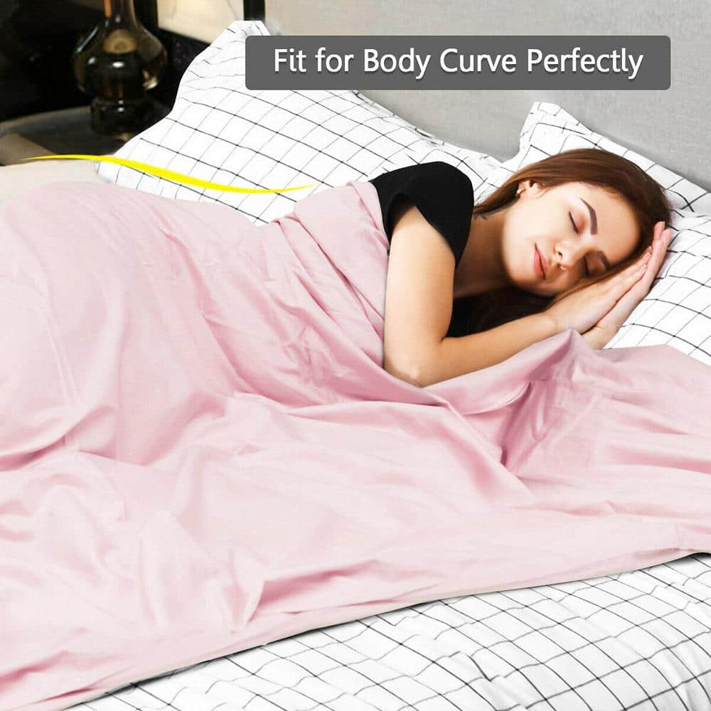 Gymax 20 lbs Heavy Weighted Blanket 3 Piece Set w/ Hot & Cold Duvet Covers 60''x80'' Pink